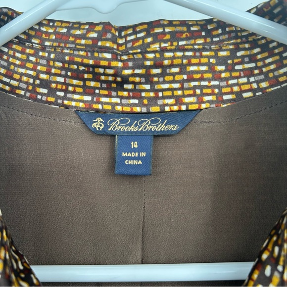 Brooks Brothers Brown Collared‎ Shirt Dress Silk Blend Sz 14 Business Casual - Picture 3 of 10